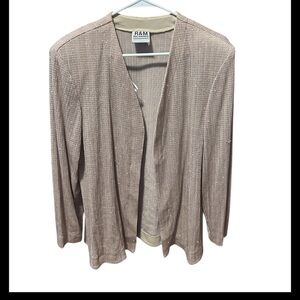 R&M Richards Taupe Textured Open Cardigan